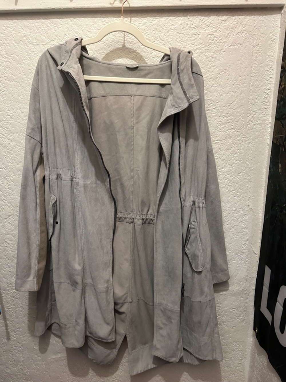 Brunello Cucinelli Light Gray Hooded Trench Coat